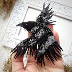 This stylish raven brooch will perfectly complement your unique look or can be a great gift for a loved one at a special moment.Just click the "Buy it now" and this perfect bug brooch will be tenderly wrapped and send to you in a nice gift box.MATERIALS: Italian sequins, feathers, rhinestone chain, crystals, polymer clay, Japanese beads, velvet, felt, Japanese safety pin.___________SIZE 10*10 cm 3.93*3.93 inchesPACKAGING The product is packaged in a sturdy cardboard box. In case of damage, I gua Raven Jewelry, Beaded Bird, Bug Brooch, Black Raven, Steam Punk Jewelry, Japanese Beads, Seed Beading, Couture Embroidery, Bird Crafts