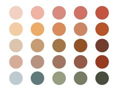 different shades of brown, red and green are shown in this graphic design scheme for the color palette