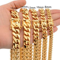 Top Seller for Mens Miami Cuban Link Bracelet or Chain Necklace 18k Gold Plated Stainless Steel, Jewelry & Watches Cuban Link Necklace, Miami Cuban Link Chain, Miami Cuban Link, Cuban Link Chain Necklaces, Necklace Men, Miami Cuban, Hip Hop Jewelry, Cuban Link Chain, Men's Necklace