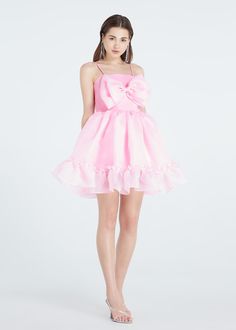 "SGinstar Kristy sweet pink bow mini dress cocktail party dress -Made to order for every sizes -For the perfect dress and fast ship please give me your size ( bust, waist and hips) -Please check my sizes chart before ordering -Dress made with polyester organza fabric -back size has a zipper -a straps can be take off -Color: more than 18 colors -Dry clean only SGinstar Size Guide UK4/US0/EU32/AU4 Bust 31\"(78cm.) Waist24\"(60cm.) Hips33\"(83.5cm.) UK6/US2/EU34/AU6 Bust32\"(80.5cm.) Waist25\"(63cm Cute Pink A-line Mini Dress, Cocktail A-line Mini Dress With Bow, Feminine Summer Prom Dress, Spring Party Dress With Pink Bow, A-line Mini Dress With Bow For Prom, Party A-line Dresses With Bow, Pink A-line Mini Dress With Ruffles, Cute Fitted Mini Dress With Bow, Flirty Mini Dress For Wedding Party Season