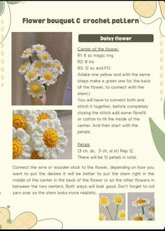 Flower Crochet Pattern Free Diagram, Crochet Sale Ideas, Crochet Quick Gifts, Crochet Bouquet Pattern Free, Crochet Flower Patterns Easy, Crochet Flowers Free Pattern Easy, Flower Bouquet Crochet Pattern, Crochet Flower Bouquet Free Pattern, Crochet Flowers For Beginners