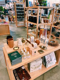 a table with many items on it in a store