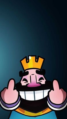 a cartoon character with a crown on his head and two thumbs up in front of him