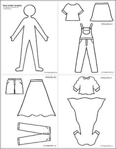 paper doll clothes for children to cut out and glue them into the shape of an adult's body