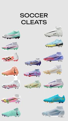 the nike soccer cleats are all different colors