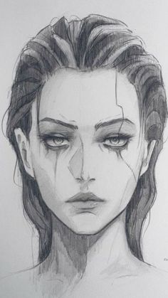 a pencil drawing of a woman's face