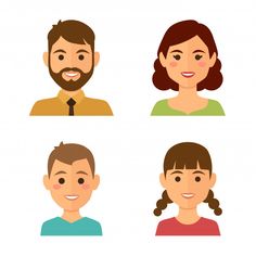 four different people avatars in flat style