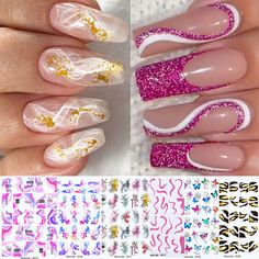 3D Nail Stickers Colorful Flower Leaves Nail Art Decals Manicure Decorat = Fashion Accessories Illustration, Nail Art Decals, Nail Stickers Decals, Manicure Tips, Lines On Nails, French Nail, Nail Art Sticker, Diy Nail Designs, Nail Sticker