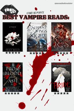 an advertisement for the first vampire reads series, with blood splattered on it