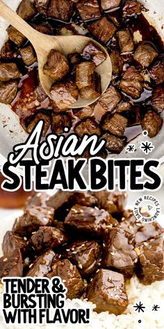 Asian Steak Bites Sweet And Spicy Steak Bites, Asian Steak Bites Crockpot, Soy Sauce Steak Bites, Steak Bites Over Rice, Asian Filet Mignon, Teriyaki Steak Recipe, Chinese Steak Marinade, Steak Bites And Rice Recipes, Marinade For Cube Steak