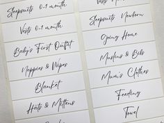 several different types of calligraphy written on white paper