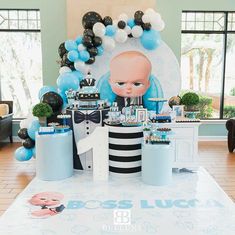 Boy Birthday Ideas, Baby Birthday Games, Baby Boy Birthday Themes, Baby Birthday Party Theme, Baby Party Decorations, Deco Ballon, Baby Boy Themes