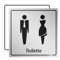 two metal signs with the words toilette and a woman's dress on them