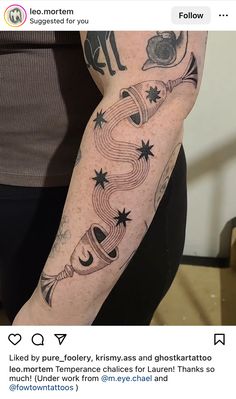 Scandinavian Viking Tattoo, Aurochs Tattoo, Woodcut Snake Tattoo, Medieval Cat Tattoo, Tarot Inspired Tattoos, Russian Style Tattoo, Symmetrical Leg Tattoos, Tattoos Around Knee, Thigh Cover Up Tattoo