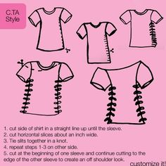 the instructions for how to sew a t - shirt with laces on it