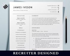 a professional resume is shown on top of a piece of paper with pencils next to it