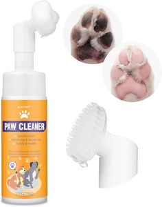 the paw cleaner is being used to clean dogs'paws and feet with an air freshener