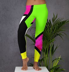 #neoncolors #colorblocking #leggings #abstractshapes #neonleggings #colorblockingfashion #yogapants #yoga #colorfulleggings #neon #womanfashon #teenfashion #workoutwear #fitness #graphicfashion #workoutgear #fashionleggings Sporty Neon Stretch Bottoms, Neon Sports Bottoms, Trendy High Stretch Sports Tights, Green Stretch Yoga Tights, Stretch Green Tights For Yoga, Green Full-length Compression Leggings, Trendy Yoga Tights In Elastane, Stretch Green Yoga Tights, Trendy Elastane Yoga Tights