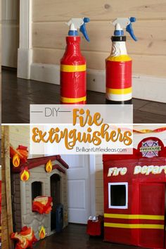 diy fire extinguishers made out of plastic bottles and fake fire hydrants