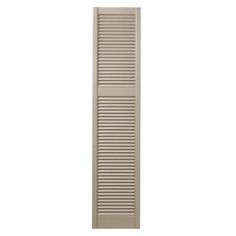 a tall white louvered door on a white background with the shutters open and closed