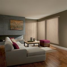 Bali Fabric Vertical Blinds | Blinds.com Fabric Vertical Blinds, Wood Cornice, Sliding Door Window Treatments, Open Sky, Bathroom Remodel Designs, Picture Windows, Vertical Blinds, Door Window, Sliding Glass Door