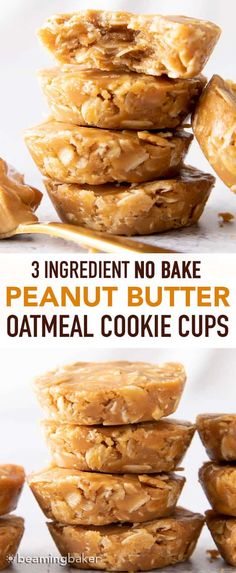 there are three different types of peanut butter oatmeal cookies stacked on top of each other