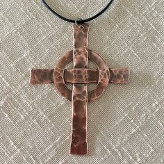 Handcrafted Hammered Copper Cross Artisan Unisex Necklace. Great Gift Idea. 20” Black Cord With 2” Chain Extension Interchangeable With Other Chains Or Ribbons You May Have To Wear As A Choker Or Any Length You Prefer. 4x Host Pick Fast Shipper Host Pick Made In Usa Check Out My Entire Closet @Bearglass For Other Great Handcrafted And Artisan Items Bundle 2 Or More Items For A Discount New To Poshmark? Use Code Bearglass To Get Started Boho Chic Celtic Fashion Old Rugged Cross Church Ordination Wooden Cross Pendant, Handmade Cross Necklace, Celtic Wire Jewelry, Crosses Designs, Hammered Wire Jewelry, Metal Jewelry Handmade, Celtic Fashion, Wood Resin Necklace, Rugged Cross