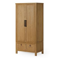 a wooden armoire with two drawers and one door