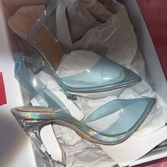 I Bought These When They Released But They Were Too Small. Size 6.5, Runs True To Size In My Opinion. Box Has Some Wear To It But Shoes Have Never Been Worn. One Of The Jelly Straps Is Scratched But It’s Not Noticeable. I Paid $110 For These Light Blue Pointed Toe Heels In Synthetic, Light Blue Pointed Toe Synthetic Heels, Light Blue Pointed Toe Heels, Trendy Light Blue Party Heels, Light Blue High Heel Synthetic Heels, Light Blue Closed Toe Heels In Synthetic, Light Blue High Heels In Synthetic Material, Trendy Light Blue High Heels, Cinderella Heels