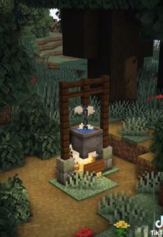 an image of a minecraft house in the woods