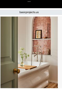 Beadboard And Wallpaper Bathroom, Bathroom Moodboard, Transitional Bathrooms, Modern Renovation, Primary Bath, Wooden Shelf, Bath Tub