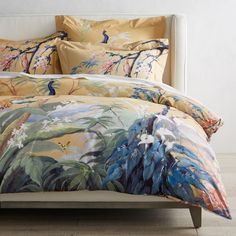 the comforter is made up with tropical print