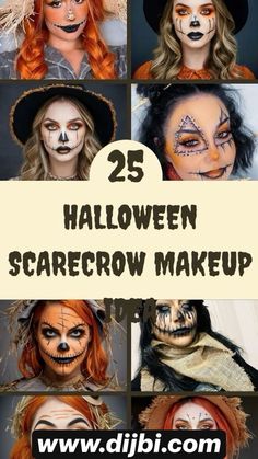 Scarecrow Woman’s Costume, Purple Scarecrow Makeup, Lady Scarecrow Makeup, Scarecrow Women’s Makeup, Scarecrow Costume Diy Women's Makeup, Scarecrow Witch Costume, Scare Row Make Up, Halloween Makeup Looks Scarecrow, Halloween Female Makeup