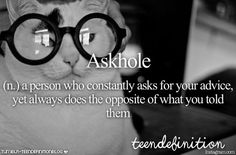 a black and white photo with a cat wearing glasses on it's face that says askhole