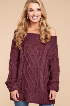 4 Let Me Be Dark Purple Sweater at reddresboutique.com Dark Purple Sweater, Purple Sweater, Dark Purple