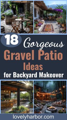 18 Gorgeous Gravel Patio Ideas For Your Backyard Makeover Black Gravel Patio, Cute Outdoor Seating Area, Diy Gravel Backyard Ideas, Gravel Seating Area Patio Ideas, Gravel Sitting Area Backyard, Backyard Patio Designs Pavers And Gravel, Backyard Patio Gravel, Backyard With Gravel And Pavers, Outdoor Seating Area Ideas