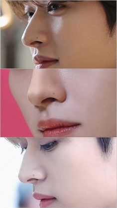 three different images of the same person's face and nose, with one being close to the other