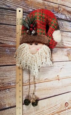 Santa Doorknob Hanger - Designer DIY Santa Door Hanger, Santa Door, Door Knob Hanger, Santa Decor, Doorknob Hangers, Bells Christmas, Santa Wreath, Santa Decorations, Santa Claus Christmas