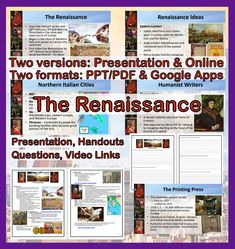 A lesson plan for high school history teachers on the Renaissance. PowerPoint, PDF, and Google Docs formats included. Reflection Questions, Guided Notes, Learning Italian