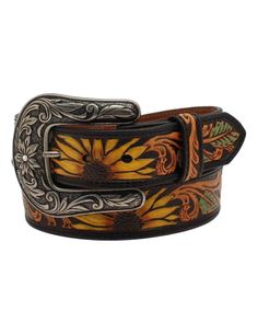 PRICES MAY VARY. 1 1/2" belt width Sunflower embossing . Genuine leather. 1 1/2" belt width. Sunflower embossing. Tooled buckle Nocona Belt, Tooled Leather Belts, Nice Belts, Vine Pattern, Belt Women, Western Belt, Branded Belts, Western Belts, M F