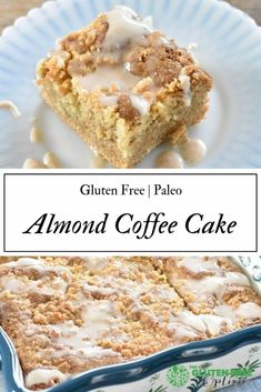 gluten free paleo almond coffee cake on a plate with the title above it