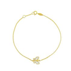 This delicate mother-of-pearl accented 10k gold Taylor Grace butterfly bracelet is the sweet refresh your jewelry box deserves. This delicate mother-of-pearl accented 10k gold Taylor Grace butterfly bracelet is the sweet refresh your jewelry box deserves. FEATURES Length: 7 in. + 0.5-in. extender Clasp: spring-ring Nickel free Metal: 10k gold Finish: polished Packaging: boxed Mother-of-pearl accents Size: 7". Gender: female. Age Group: adult. White 14k Gold Pearl Bracelet, White 14k Gold Pearl Bracelet Gift, White 14k Gold Pearl Bracelet As Gift, Butterfly Chain Bracelet, Butterfly Chain, Butterfly Bracelet, 10k Gold, The Sweet, Spring Rings