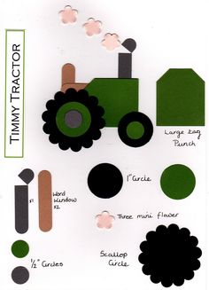 paper cut out of a tractor with different shapes and sizes