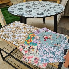 a table with four different designs on it