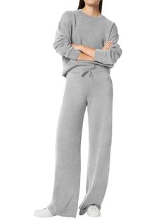 PRICES MAY VARY. Fabric: This sweatshirt & sweatpants set is made from 68% Rayon, 28% Polyester and 4% Spandex with soft texture, skin-friendly, smooth, breathable and stretchy, relaxed fit for all day comfort. Must-have outfits in your Fall/Winter line. Feature: This sweatsuit set combines comfort with style. The sweatshirt features crew neck and long sleeves for a relaxed fit, while wide leg sweatpants with elastic waist and drawstring ensure a customizable fit, and the inclusion of pockets on Womens 2 Piece Outfits, Texture Skin, Matching Sweats, Sweat Sets, Sweatpants Style, Sweatsuit Set, Wide Leg Sweatpants, Sweat Set, Sweatpants Set