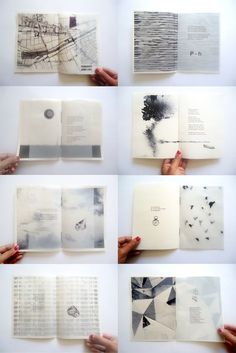 multiple photographs of different pages in an open book