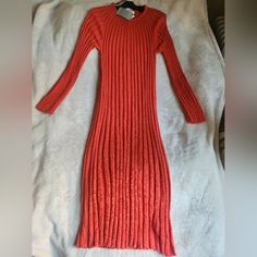 Knit Rib Midi Dress Red Sz L, Xl Nwt Red Ribbed Sweater Dress For Fall, Red Stretch Midi Dress For Winter, Red Ribbed Sweater Dress For Winter, Red Long Sleeve Fitted Sweater Dress, Red Fitted Long Sleeve Sweater Dress, Ribbed Red Dress For Winter, Red Ribbed Winter Dress, Ribbed Red Winter Dress, Red Ribbed Long Sleeve Dress