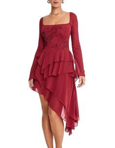 Pretty Layers, Ruby Dress, Handkerchief Hem Dress, Rock Dresses, Structured Dress, House Of Cb Dresses, Dinner Dates, Hanky Hem, Georgette Dress