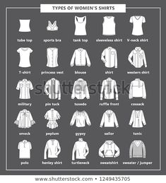 the types of women's shirts in black and white