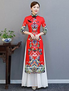 Uoozee Cheongsam Traditional, Wedding Cheongsam, Chinese Dresses, Qipao Dress, Vestido Plus Size, Chinese Clothing, Evening Dresses Elegant, Chinese Dress, Dresses Evening